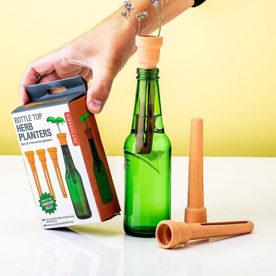 Bottle top herb planters