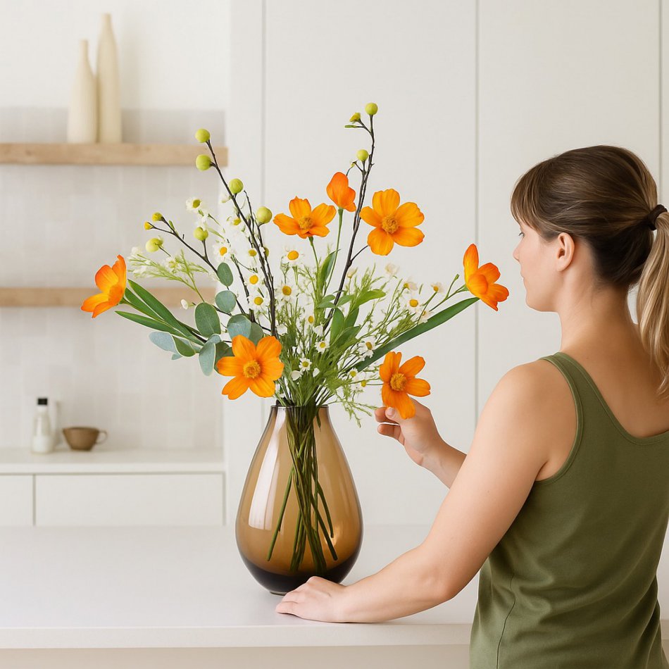 Oranje charme - Zijden Boeket
