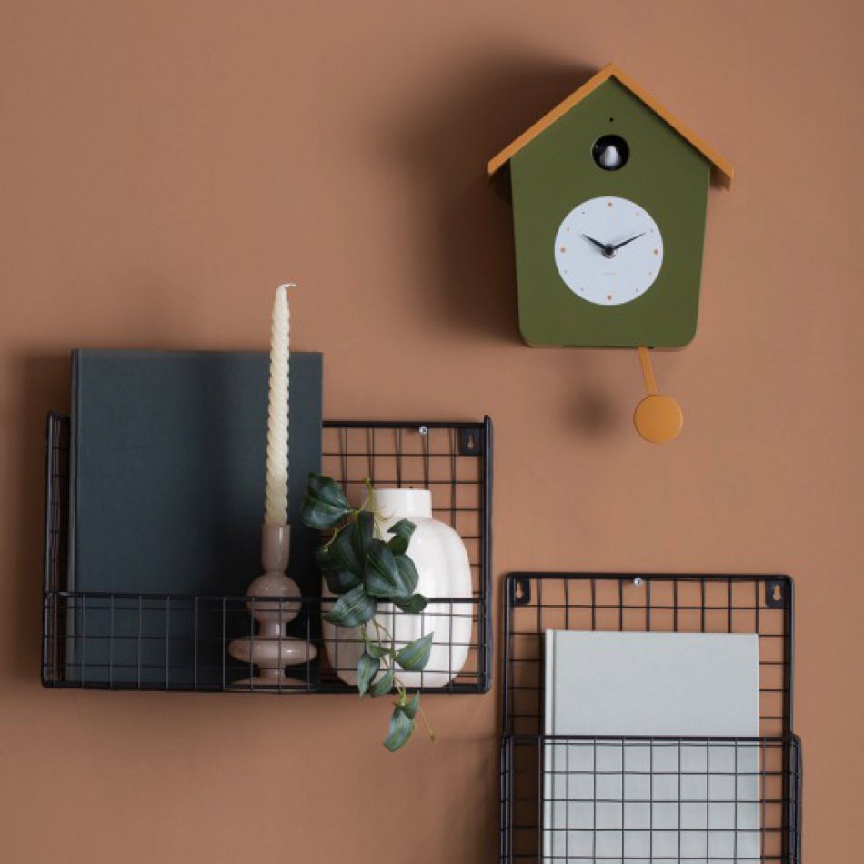 Wall clock Cuckoo Light misty blue & army green